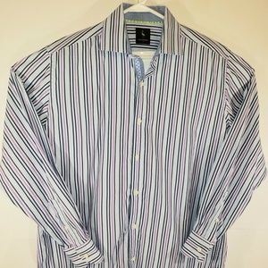 Tailorbyrd Men's Purple Blue White Striped Shirt